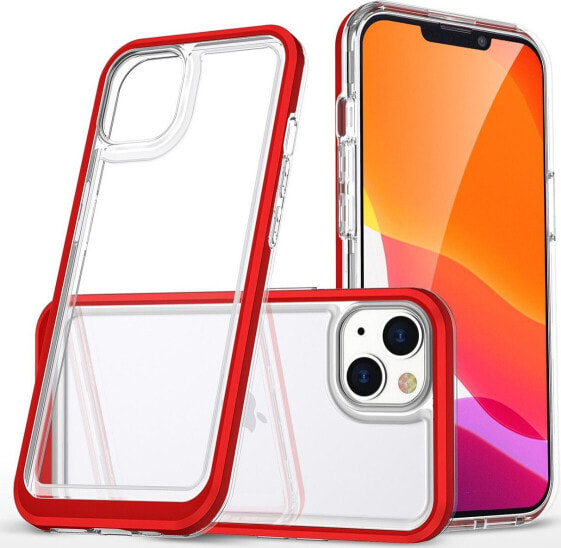 Hurtel Clear 3in1 etui iPhone 14 silikonowy pokrowiec z ramką czerwone