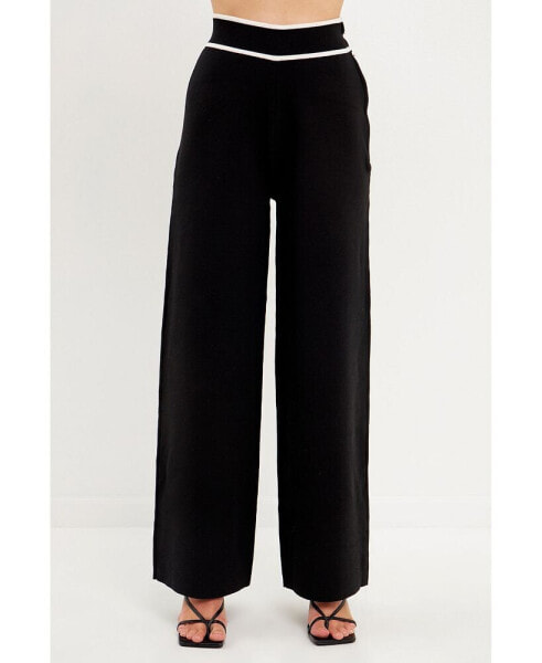 Women's High-Waisted Wide-Leg Knit Pants