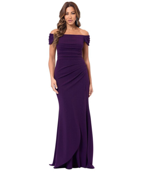 Women's Ruched Off-The-Shoulder Long Dress