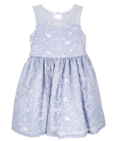 Little Girls Mesh Sweetheart Illusion Lace Dress