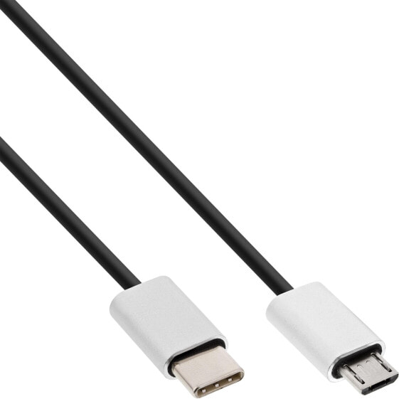 InLine USB 2.0 Cable - USB-C male / Micro-B male - black/alu - flexible - 1.5m
