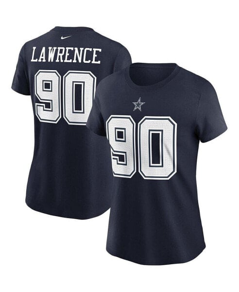 Women's Demarcus Lawrence Navy Dallas Cowboys Name and Number T-Shirt