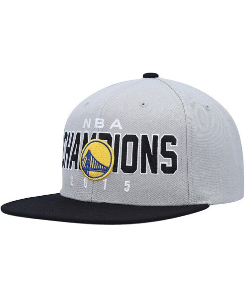 Men's Gray, Black Golden State Warriors Hardwood Classics 2015 NBA Champions Snapback Hat