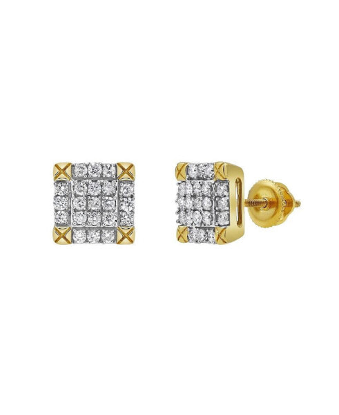 Money Trunks 14k Yellow Gold 0.41 cttw Certified Natural Diamond Stud Earring for Men/Women, Screw Back