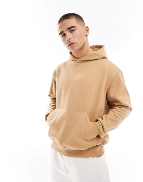 ASOS DESIGN heavyweight oversized hoodie 400gsm in light brown