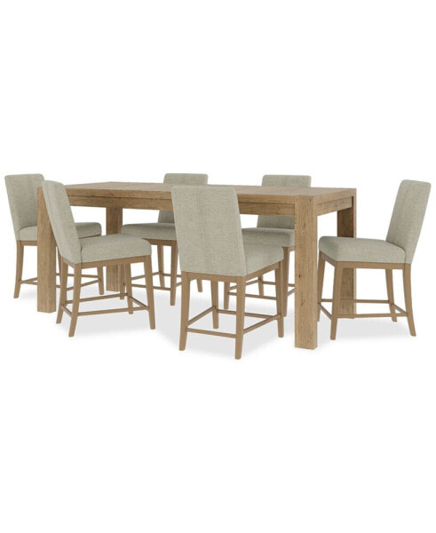 Davie Dining 7pc Set (Counter Height Rectangular Table + 6 Counter Height Chair)