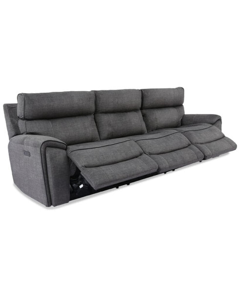 Hutchenson 3-Pc. Fabric Sectional with 3 Power Recliners and Power Headrests