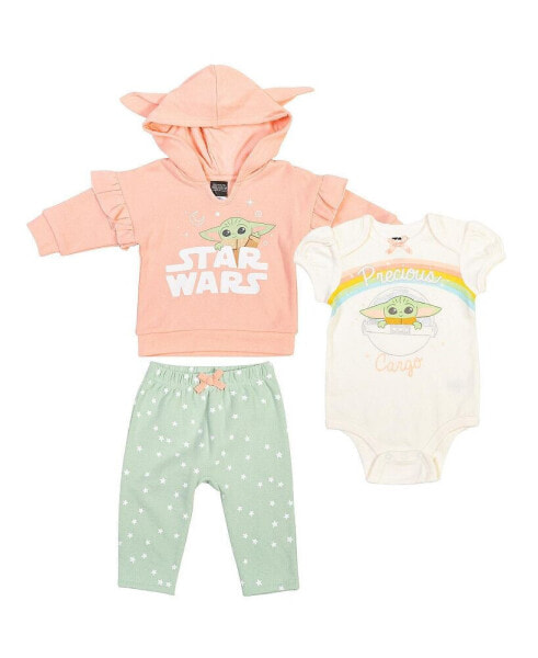 Костюм для малышей Star Wars Мандалорец Детская флисовая толстовка с капюшоном, комбинезон и штаны 3 штуки