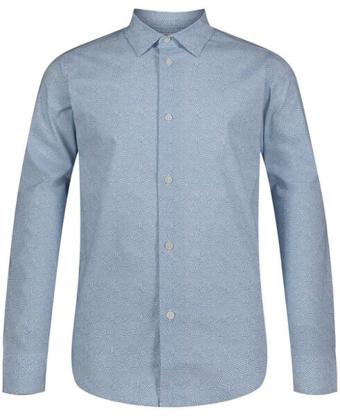 Big Boys Long Sleeve Stretch Linear Print Shirt