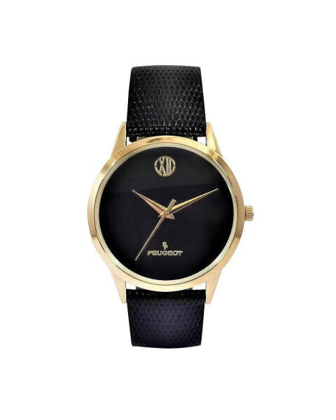 Men's 40mm Wafer Slim Round Gold-Plated Case Watch-Black