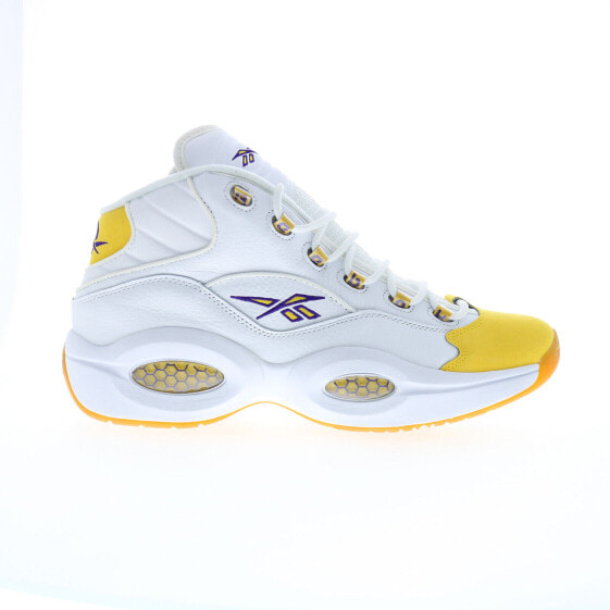 Reebok Question Mid Mens White Leather Lace Up Athletic Basketball Shoes