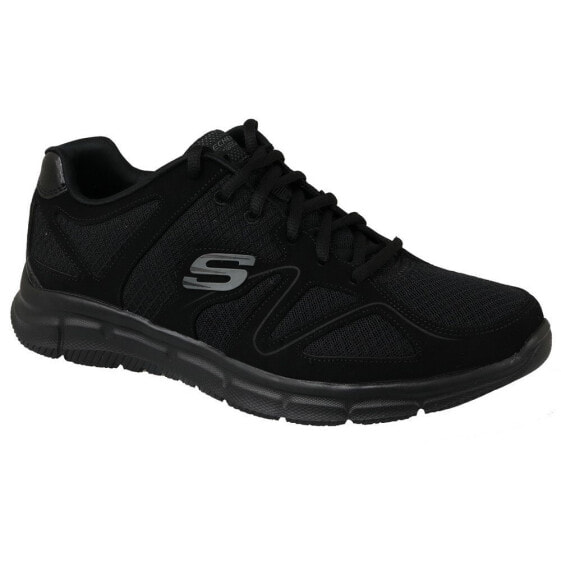 Мужские кроссовки спортивные для бега черные текстильные низкие Skechers Satisfaction