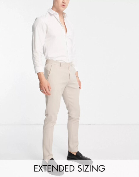 ASOS DESIGN smart skinny fit trousers in stone