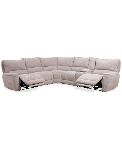 Deklyn 129" 6-Pc. Zero Gravity Fabric Sectional with 2 Power Recliners & 1 Console, Created for Macy's