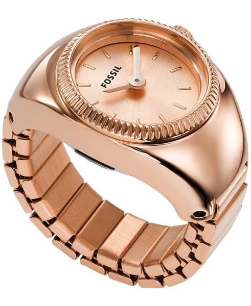 Часы и аксессуары Fossil Женские часы с кольцом Розовое золото из нержавеющей стали, 15 мм