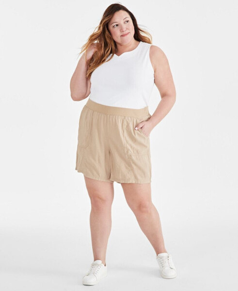 Plus Size Mid Rise Pull-On Shorts, Created for Macy's