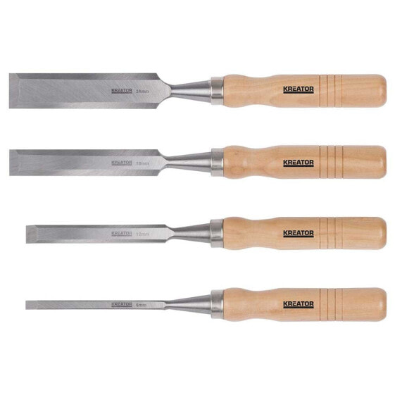 KREATOR 6-12-18-24 mm Flat Chisel 4 Units