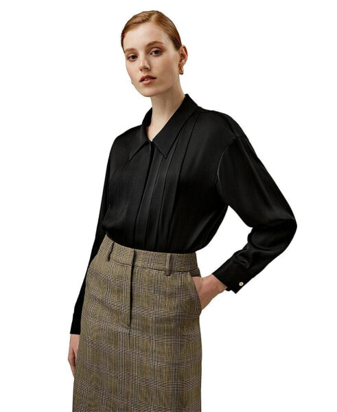 Women's Elagent Pleated Silk Blouse