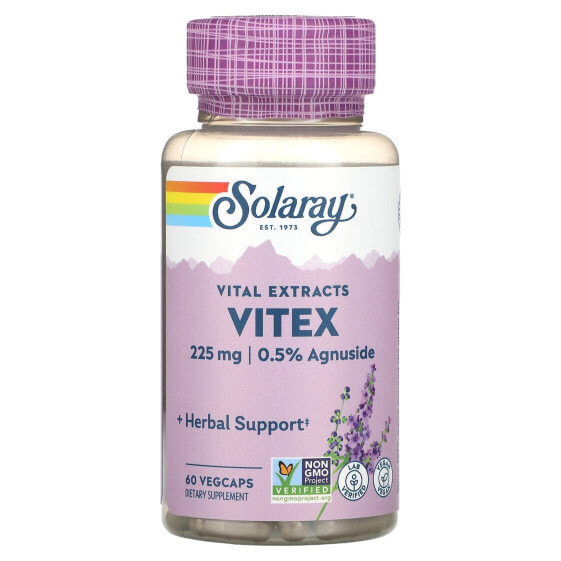 Травяные капсулы Solaray Vitex Berry Extract, 225 мг, 60 шт.