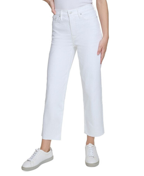 Women's Raw-Hem Straight-Leg Denim Jeans