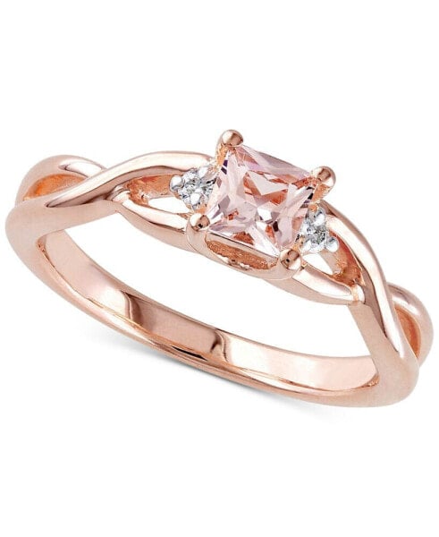 Morganite (1/3 ct. t.w.) & Diamond Accent Braided Shank Ring in 18k Rose Gold-Plated Sterling Silver