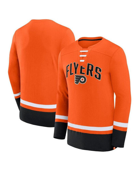Men's Orange Philadelphia Flyers Back Pass Lace-Up Long Sleeve T-shirt