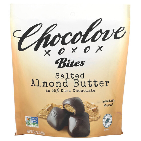 Bites, Salted Almond Butter in 55% Dark Chocolate, 3.5 oz (100 g)