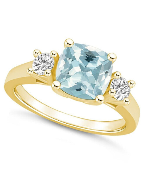 Aquamarine (2 ct. t.w.) and Diamond (1/3 ct. t.w.) Ring in 14K Yellow Gold
