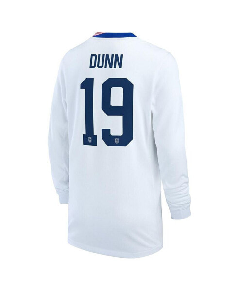 Big Boy's and Girl's Crystal Dunn White USWNT 2024 Home Replica Long Sleeve Jersey