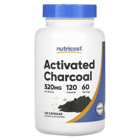 Nutricost, Активированный уголь, 260 мг, 120 капсул