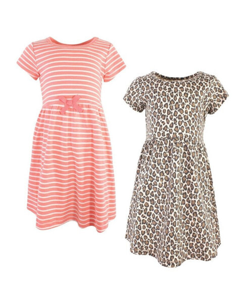 Little Girls Organic Cotton Short-Sleeve Dresses 2pk, Leopard