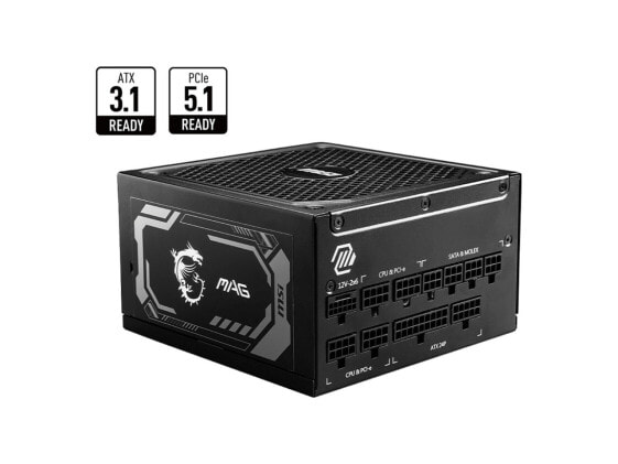 MSI - MAG A1000GL PCIE 5, 80 GOLD Fully Modular Gaming PSU, 12V-2×6 Cable, ATX