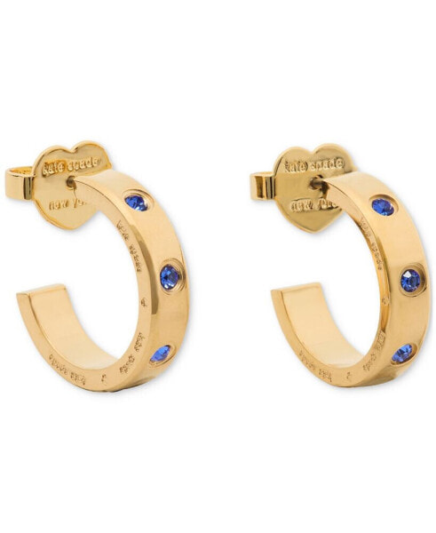 Gold-Tone Stainless Steel Small Color Pavé Huggie Hoop Earrings, 0.68"