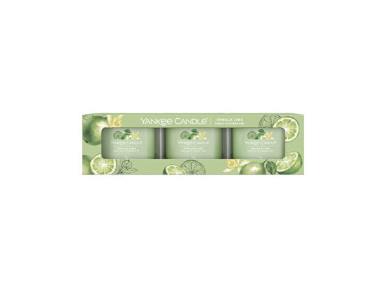 Set of votive candles in Vanilla Lime glass 3 x 37 g