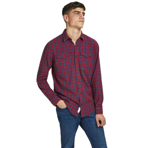 JACK & JONES Blu David Check Western long sleeve shirt