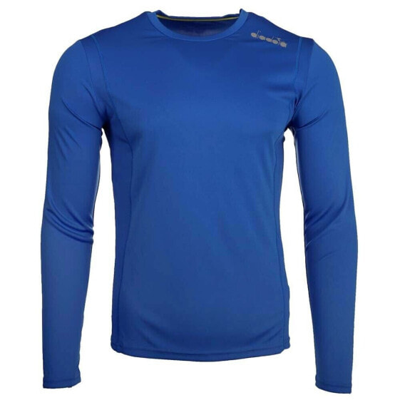 Diadora Core Running Crew Neck Long Sleeve Athletic T-Shirt Mens Blue Casual Top