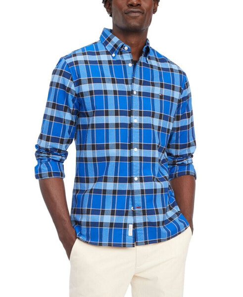 Men's Regular-Fit Bold Check Button-Down Oxford Shirt