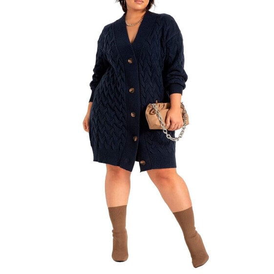 Plus Size Novelty Stitch Cardigan Sweater Dress