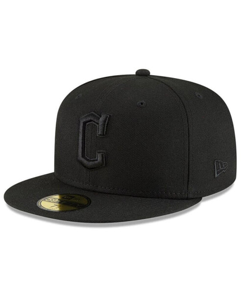 Men's Black, Black Cleveland Guardians 59FIFTY Fitted Hat