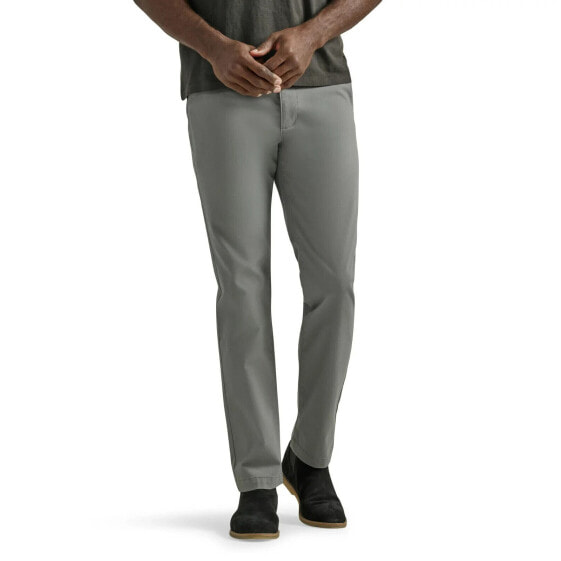 Lee® Flat Front Chino with Motion Flex Waistband Pant Men's 30x30 Gray Cotton