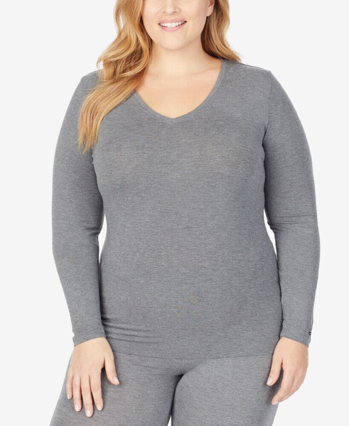 Plus Size Softwear with Stretch V-Neck Top