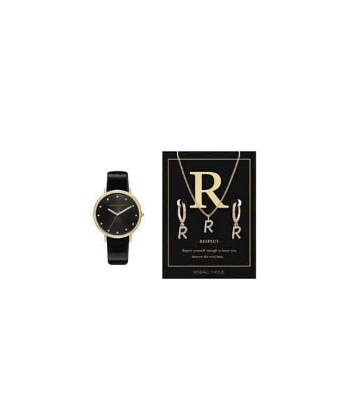 Часы KENDALL & KYLIE Black Leather Watch 38mm
