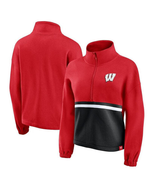 Women's Red Wisconsin Badgers Fleece Half-Zip Jacket