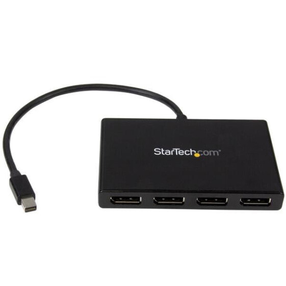 StarTech.com 4-Port Multi Monitor Adapter - Mini DisplayPort to DisplayPort MST Hub - 4x 1080p - Video Splitter for Extended Desktop Mode on Windows PCs Only - mDP to Quad DP Monitors - Mini DisplayPort - 4x DisplayPort - 3840 x 2160 pixels - Black - 30 Hz - 0.19 m