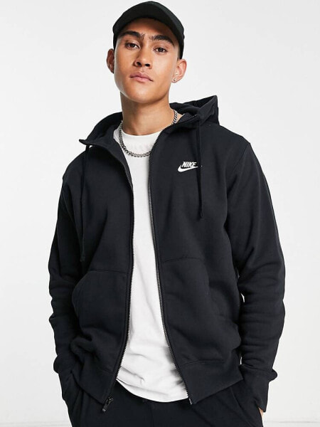 Nike Club zip-up hoodie in black