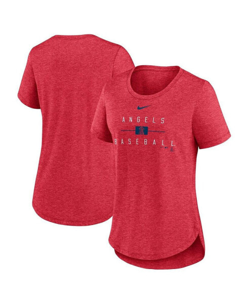 Women's Heather Red Los Angeles Angels Knockout Team Stack Tri-Blend T-shirt