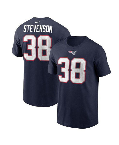 Men's Rhamondre Stevenson Navy New England Patriots Player Name and Number T-shirt