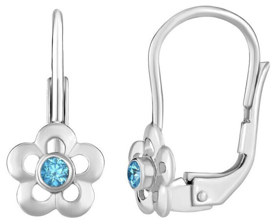 Forget-me-not silver earrings with natural blue Swarovski ® topaz Gemstones SILVEGOB70164B