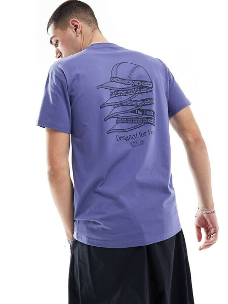 Kavu stack cap t-shirt in navy with back print