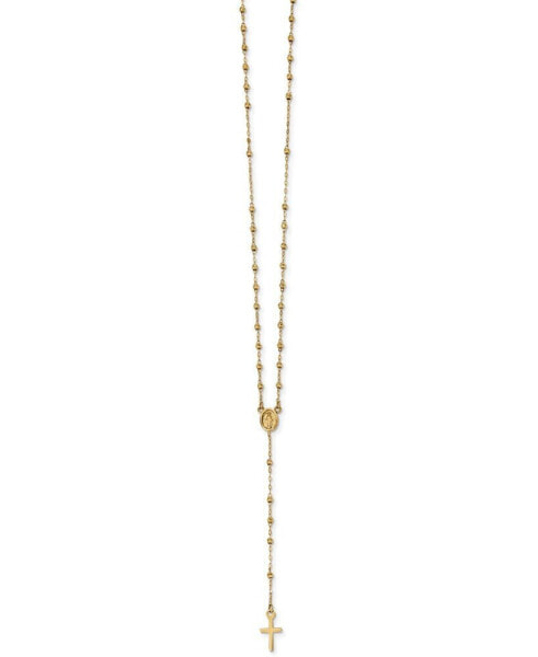 Cross Rosary Lariat Necklace in 14k Gold, 17" + 3" extender